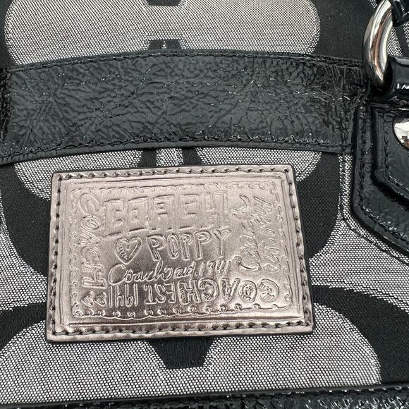 Vtg Coach Poppy Handbag Black Gray‎ Y2K Signature Logo Key Chain Charms - Picture 3 of 16